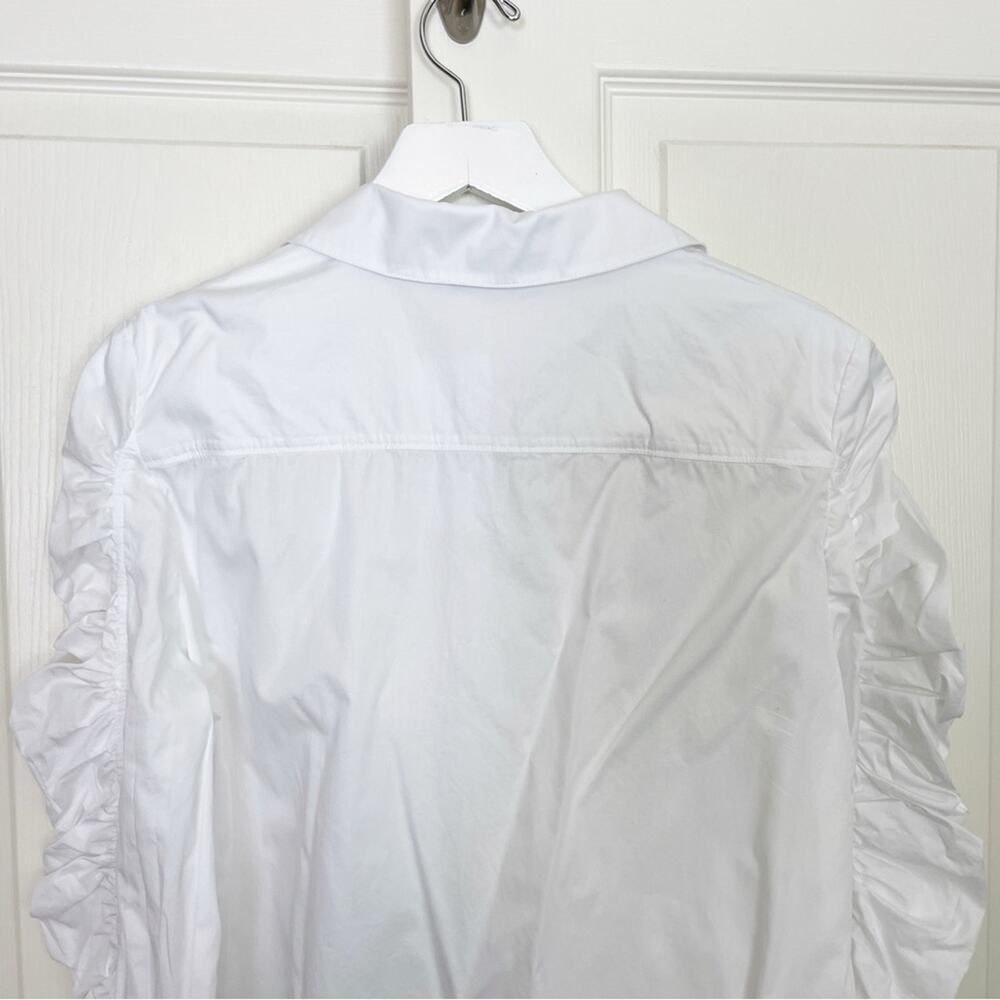 Anthropologie Harshman Julianna White Ruched Puff Sleeve Shirt Poplin NWT Sz L - Picture 6 of 9